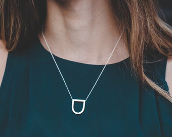 Sterling Silver U Necklace: Handmade Geometric Pendant