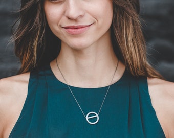 Bi-Circle Necklace - Handmade Minimal Necklace from MeritMade Essentials by Kelly Conner Modern Contour Shape