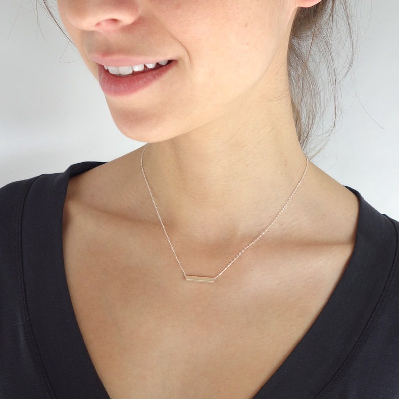 Slide Necklace 925 Sterling Silver Handmade Minimal Modern Etsy