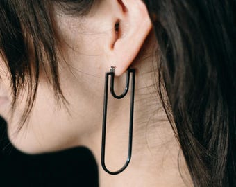 Sterling Silver Paperclip Hoop Earrings: Handmade Minimalist Jewelry