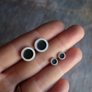 Helio Earrings Large Oxidized Sterling Silver 925 Simple Modern Circle Stud Earrings From MeritMade by Kelly Conner image 4