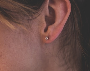 Small New Moon Sterling Silver Stud Earrings for Women or Men