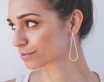 Teardrop Earrings - Large - Sterling Silver 925 Handmade Minimal Statement Earrings From MeritMade Essentials by Kelly Conner