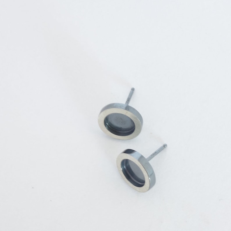 Helio Earrings Large Oxidized Sterling Silver 925 Simple Modern Circle Stud Earrings From MeritMade by Kelly Conner image 6