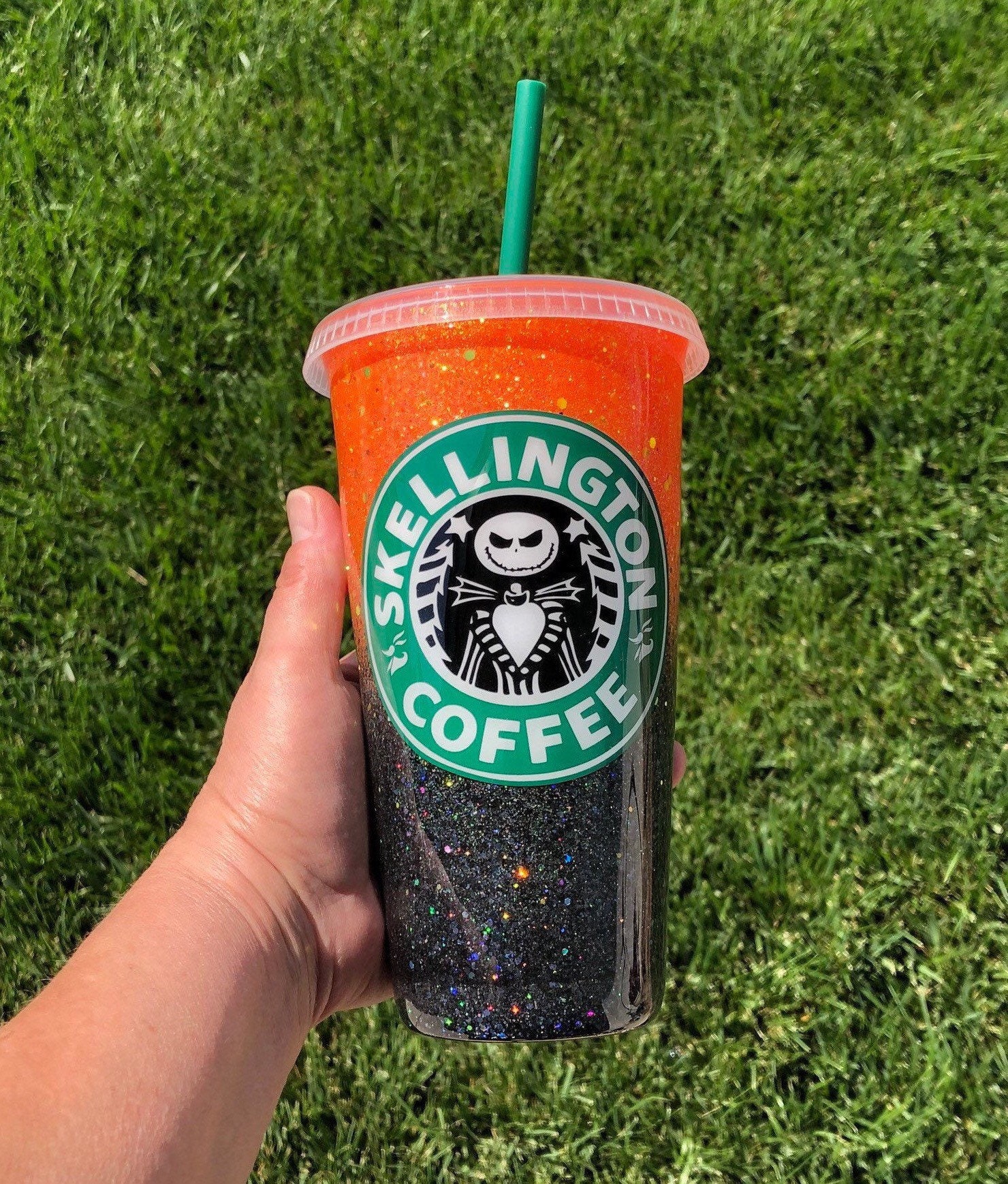 Jack Skellington inspired Starbucks cold cup, Skellington coffee, nig…