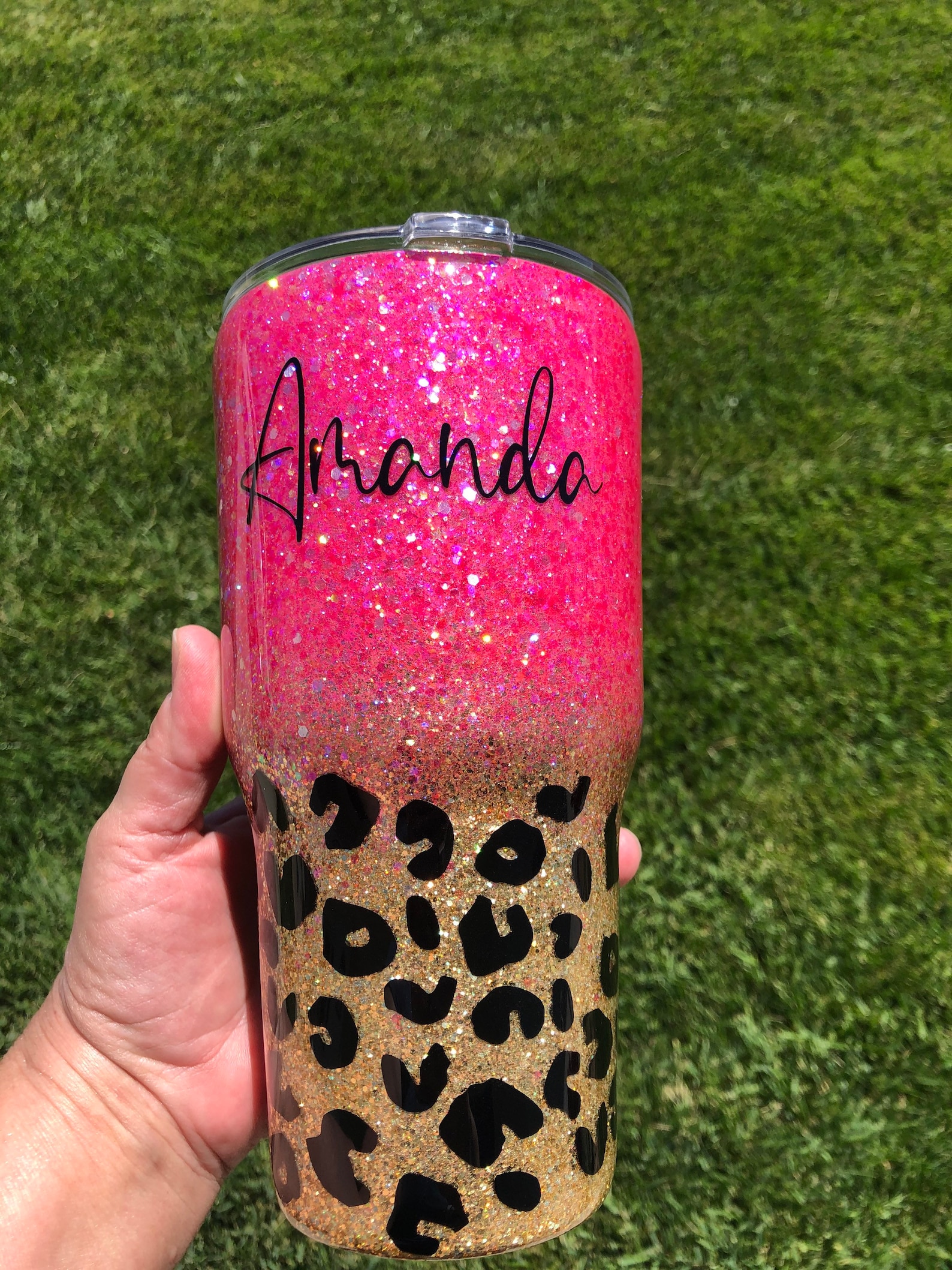 leopard print tumbler epoxy tumbler double walled