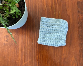 Hand made knitted wash cloth. Face cloth. Washer.