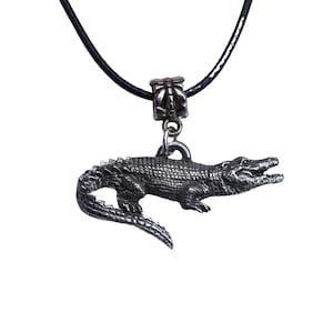 Cool Alligator Necklace on Trendy Black Cord 3088