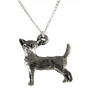 Chihuahua Dog Necklace, simple minimalist dog necklace, simple, detailed pewter necklace  1538