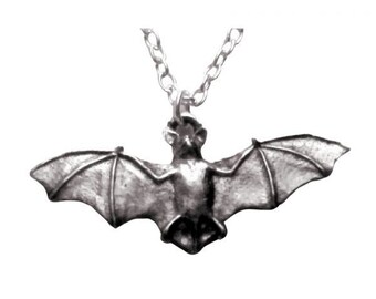 Pewter bat necklace (678)