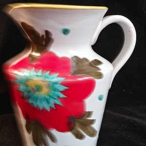 5&quot; Pitcher Vase with Large Red Flower - Italy