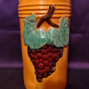 Vintage Clay Pottery Wine Chiller with Grapes - Portugal