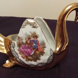 Swan by Schwetzingen Germany Rare 24kt Gold Porcelain Courtship