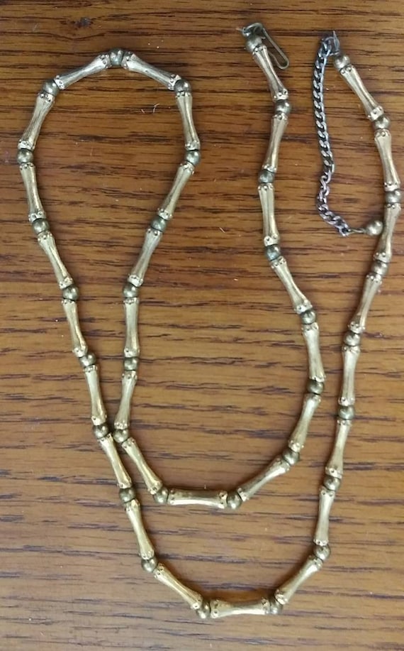 30" Silver Metal Bone Design Link Necklace circa 1