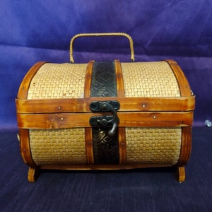 Wicker And Wood Treasure Chest