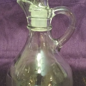 Clear Vintage Glass Oil or Vinegar Cruet with Stopper