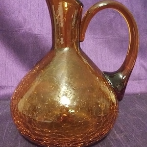 Vintage 7&quot; Tall Amber Rainbow Glass Co. Pitcher