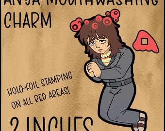 Anya Mouthwashing Gold Foil Charm