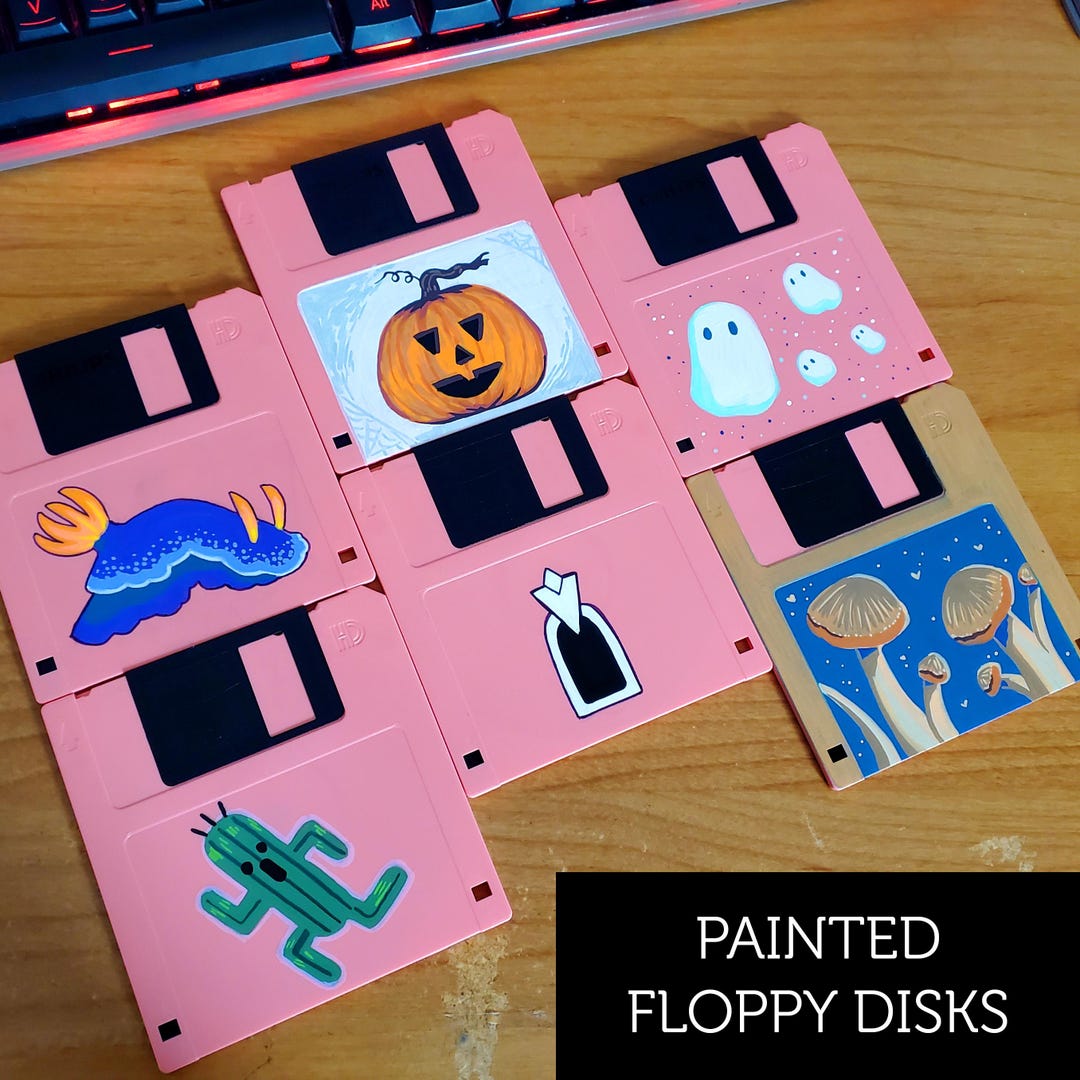 Painted Floppy Disks: Pink Plastic - Etsy