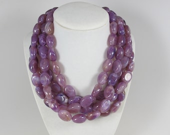 Chunky amethyst statement necklace, multi strand statement purple necklace, beaded necklace, big violet beads, amethyst statement jewelry