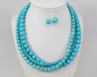Chunky Gold Stone and Bead Drop Metal Statement Necklace Set Chunky Gold Stone and Bead Drop Metal Statement Necklace Set