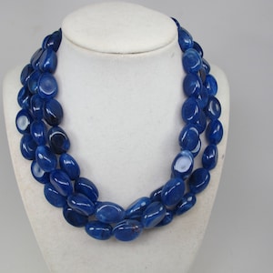 Chunky navy blue statement necklace,multi strand  blue statement  necklace, beaded necklace, royal blue statement jewelry, sapphire blue