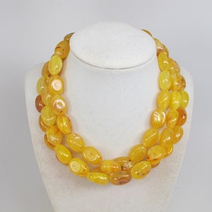 Chunky gold yellow marigold necklace, multi strand statement yellow necklace beaded yellow necklace big gold  beads yellow statement jewelry