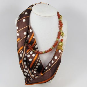 Brown necklace, Beaded scarf necklace, 3 in 1 necklace, set of two necklaces, statement brown scarf necklace, transformable scarf jewelry