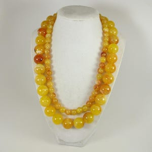 Chunky gold yellow necklace, multi strand statement yellow necklace, beaded yellow necklace, big gold  beads, marigold statement jewelry