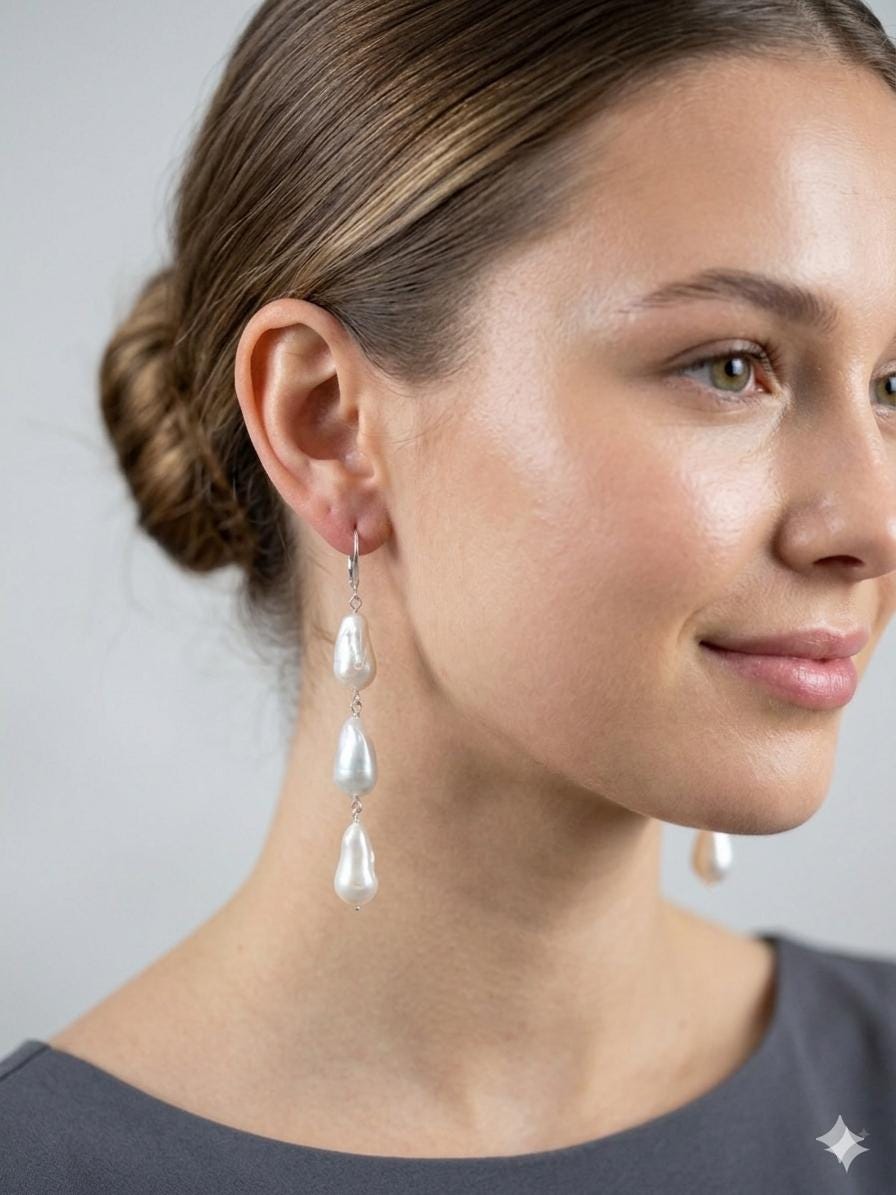 Statement White Pearl Earrings