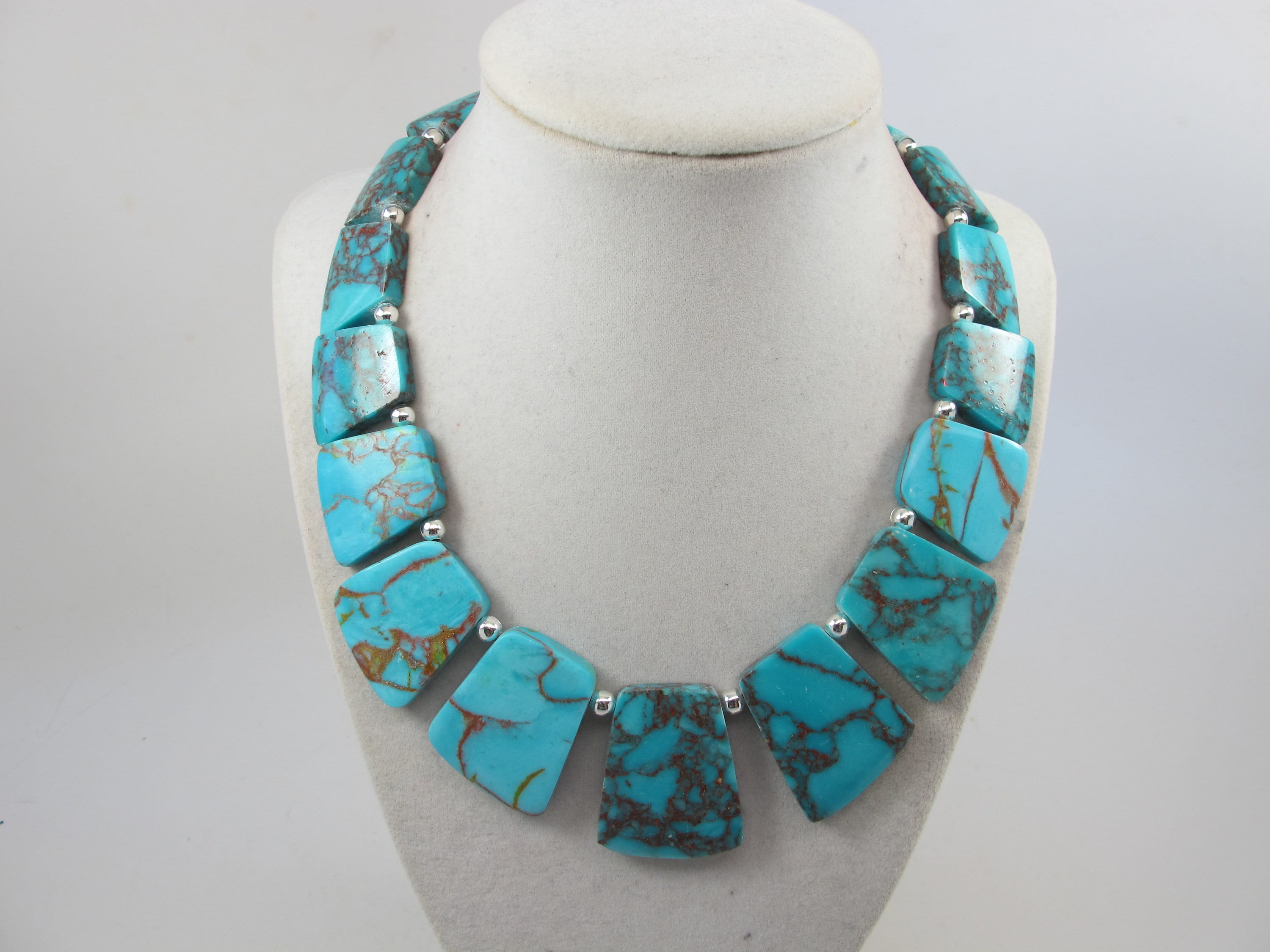 BOCAR Women's 5 Layer Turquoise Beaded Necklace & Earrings Set - Statement Vintage Jewelry Set - View #7