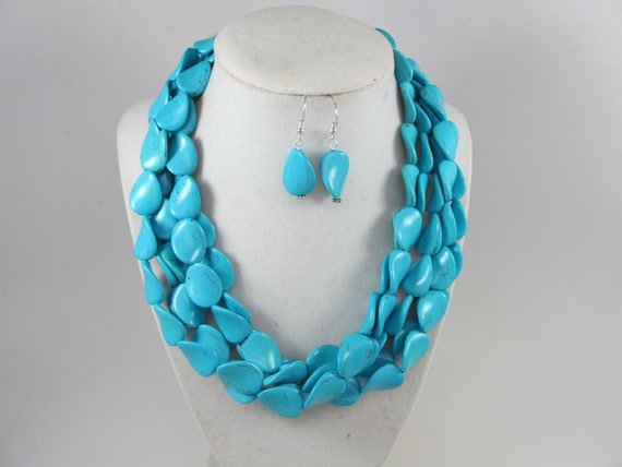 Buy Blue Beads Necklace Turquoise Necklace Turquoise Statement Necklace  Chunky Turquoise Necklace Blue Howlite Choker Necklace Bohο Necklace Online  in India - Etsy