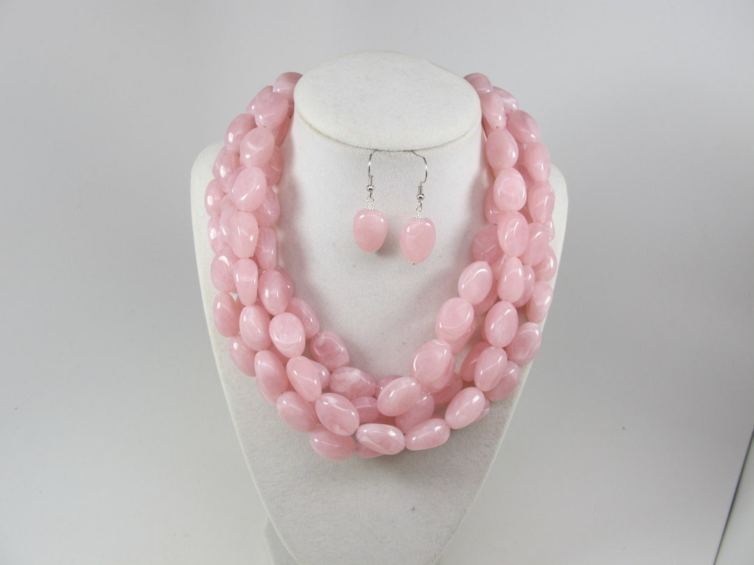 Statement necklace pinks *** layered multi bead