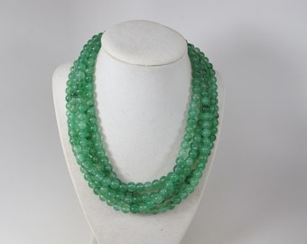 Chunky forest green necklace, multi strand statement apple green necklace, beaded necklace, big green beads forest green statement jewelry