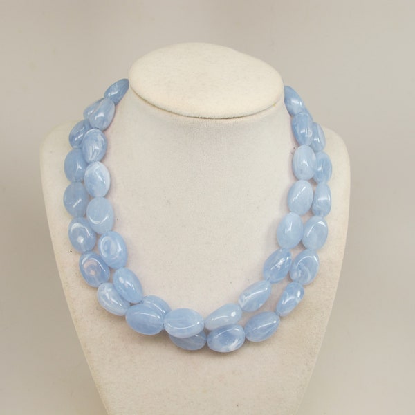 Chunky pastel blue necklace, multi strand statement powder blue necklace light blue beaded necklace, baby blue beads blue statement