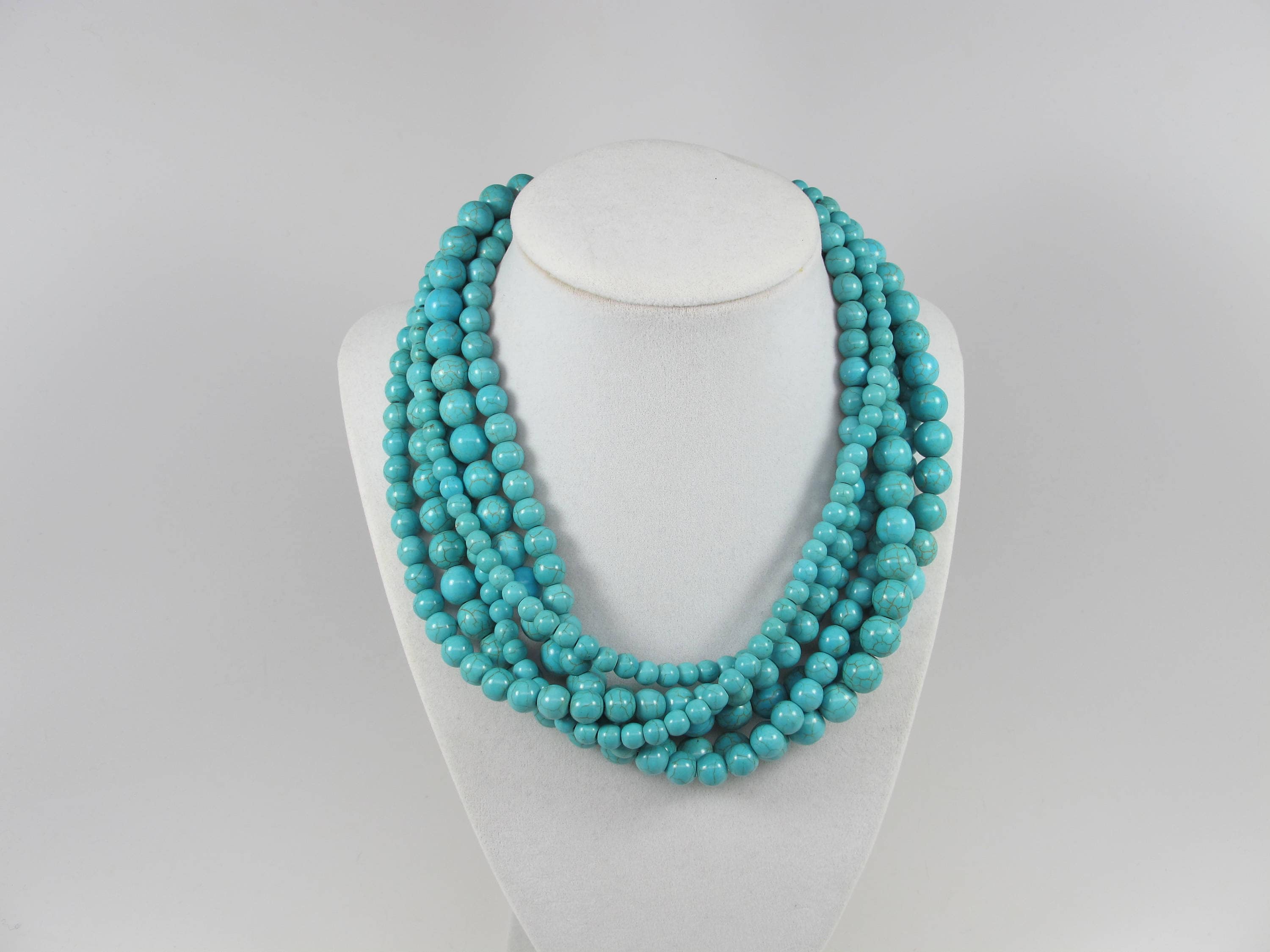 Buy Chunky Turquoise Necklace, Multi Strand Statement Necklace, Statement  Turquoise Jewelry, Big Turquoise Stone Beads Online in India - Etsy
