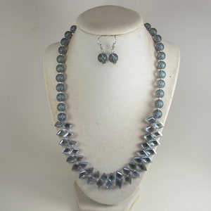 Gray statement Bead Necklace Chunky gray necklace, multi strand gray jewelry, gray beaded necklace, gray crystal necklace