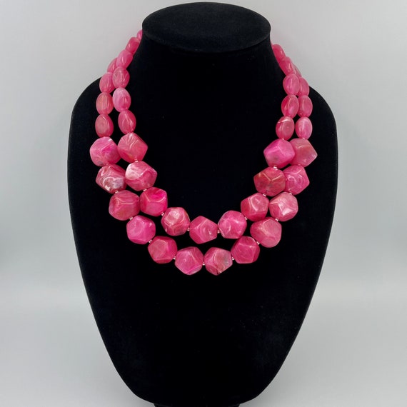Super Chunky Fuchsia Pink Necklace Multi Strand Statement Pink Necklace Pink Beaded Statement Jewelry Best Seller Pink Statement Necklace Etsy Canada