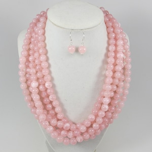 Rosa kette, klobige kette, rosa kette, perlen kette, rosa perlen, handgemachte kette, rosa perlen schmuck