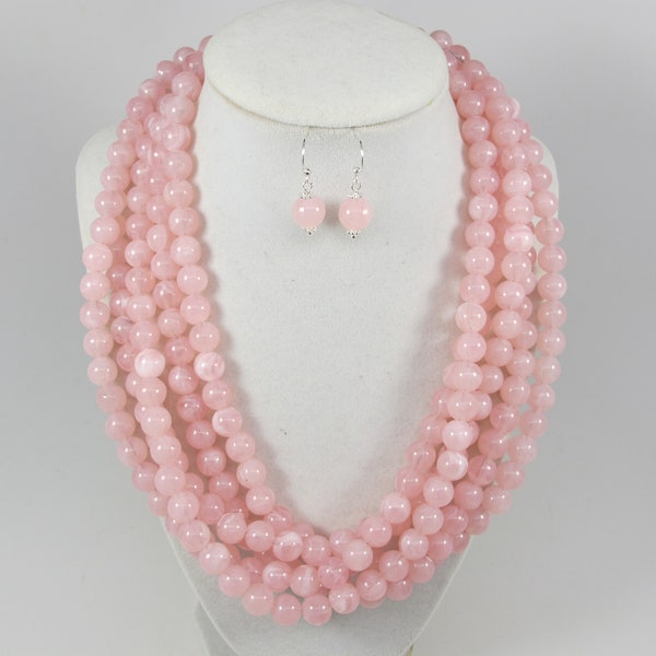 Chunky pink necklace, multi strand statement pink necklace, beaded necklace, pink beads, statement jewelry, pink beaded jewelry