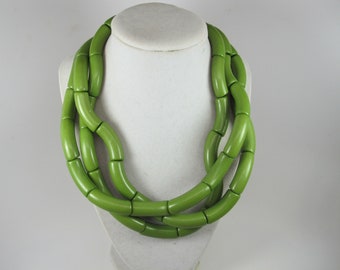 Chunky olive green necklace, multi strand statement green necklace, beaded necklace, big olive green beads, green statement jewelry