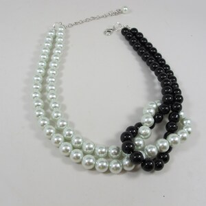 Black and White Pearl Necklace Statement Necklace White Pearl Necklace ...