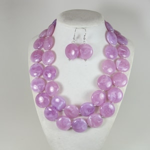 Chunky lavender statement necklace, multi strand statement light purple necklace, lilac beaded necklace, multistrand purple beads, statement