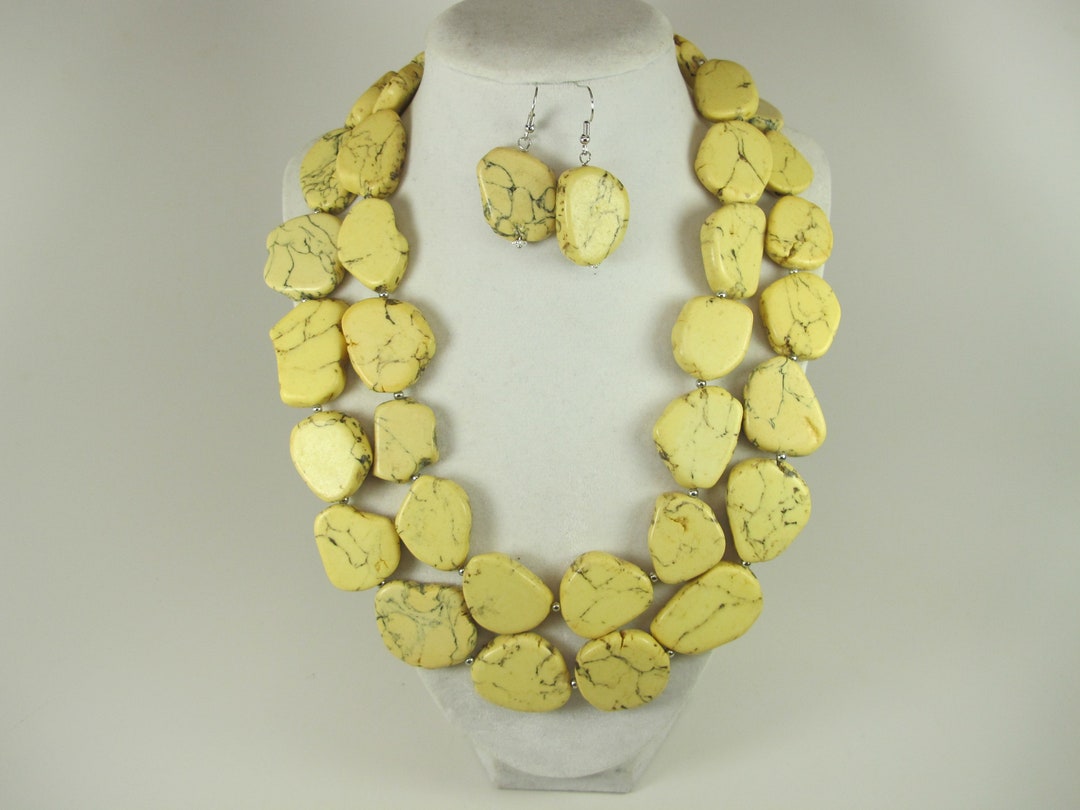 Turquoise and Yellow Drop Necklace