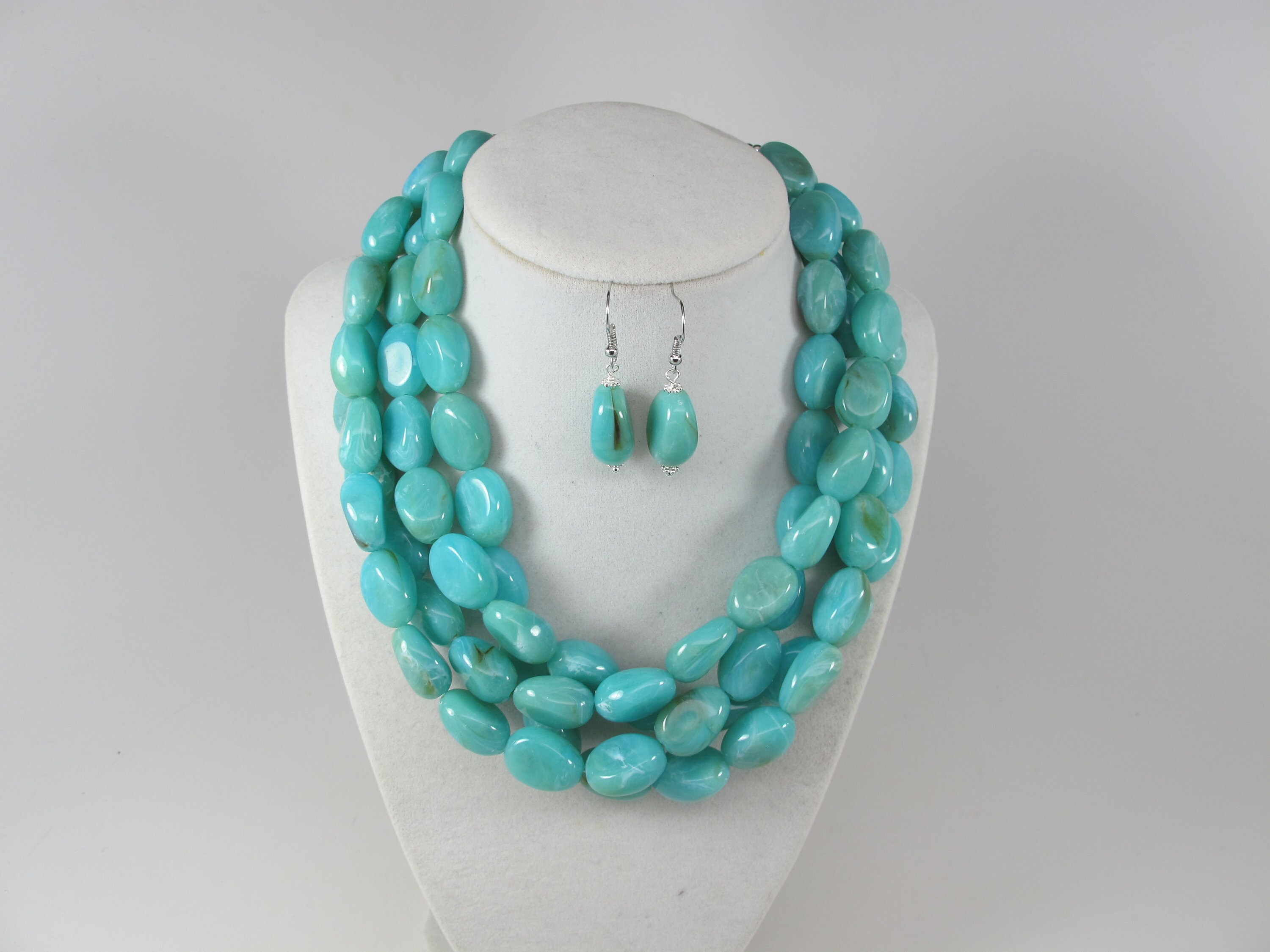 Chunky Turquoise Statement Necklace Multi Strand Statement