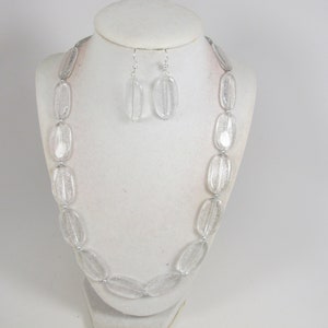 Chunky Clear Silver Statement Necklace, one strand clear necklace, Beaded Necklace, Multi Strand Silver Statement Necklace, clear jewelry