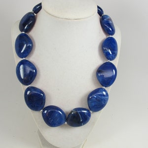 Chunky navy blue statement necklace, multi strand blue statement necklace, beaded necklace, royal blue statement jewelry, sapphire blue