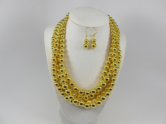 Gold Chunky Statement Necklace multi Strands Big Beaded Jewelry Gifts for Women Bib Jewelry Multi strand Necklace Gold Beaded Necklace Etsy Canada