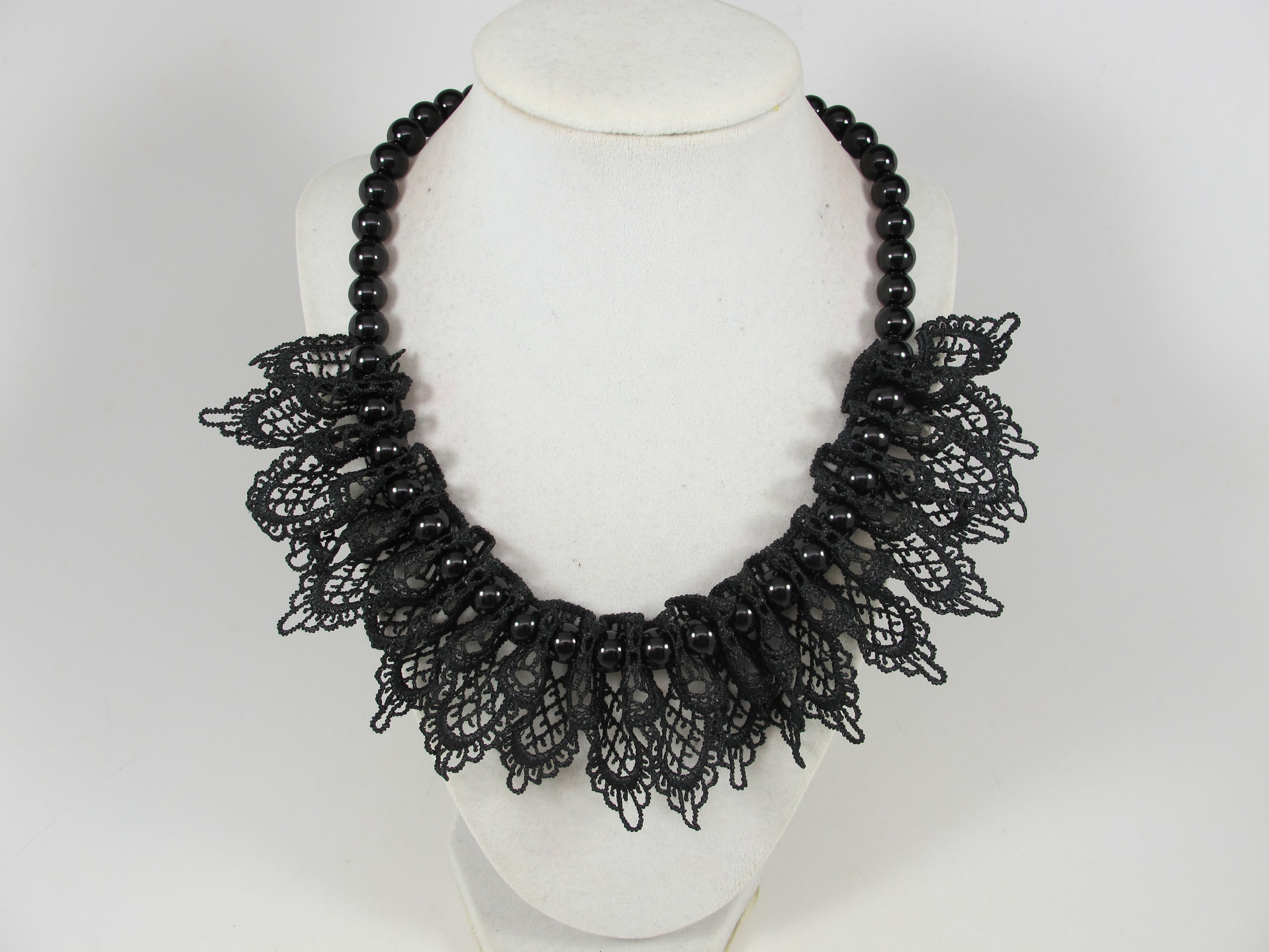 Unique Black and White Designer Inspired Wire Statement Necklace - Mot –  Bling Beaded Baubles