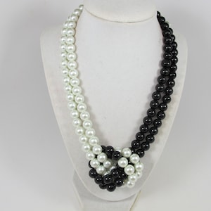 Black and White Pearl Necklace Statement Necklace - White Pearl Necklace – Black Pearl Necklace - Bridal Pearls Bridesmaid Gift